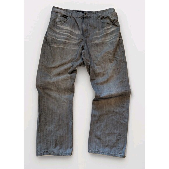 Rocawear R+ Baggy Denim Jeans Men's 42x34 Wide Leg Embroidered Hip Hop Skater - Picture 1 of 11